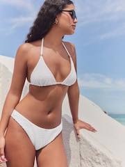 White Shirred Triangle Bikini Top - Image 2 of 8