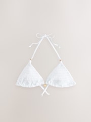 White Shirred Triangle Bikini Top - Image 6 of 8