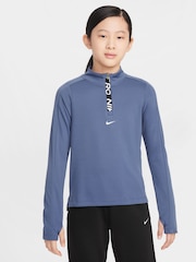 Nike Diffused Blue Pro Dri-Fit Half Zip Top - Image 1 of 8
