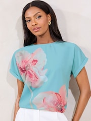 Lipsy Blue Sequin Detail Printed T-Shirt - Image 3 of 4