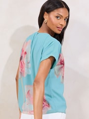 Lipsy Blue Sequin Detail Printed T-Shirt - Image 4 of 4