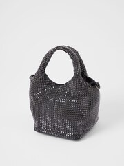 French Connection Silver Diamonte Bucket Bag - Image 2 of 4
