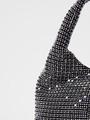 French Connection Silver Diamonte Bucket Bag - Image 3 of 4