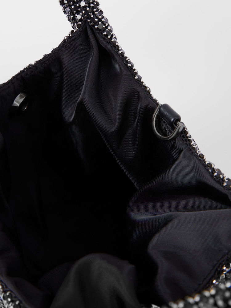 French Connection Silver Diamonte Bucket Bag - Image 4 of 4