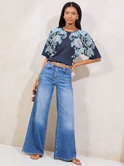 Lipsy Navy Floral Printed T-Shirt - Image 2 of 4