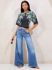 Lipsy Navy Floral Printed T-Shirt - Image 3 of 4