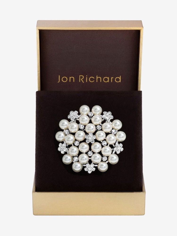 Jon Richard Silver Tone Pearl Statement Gift Box Brooch - Image 1 of 3 Jon Richard Silver Tone Pearl Statement Gift Box Brooch - Image 1 of 3