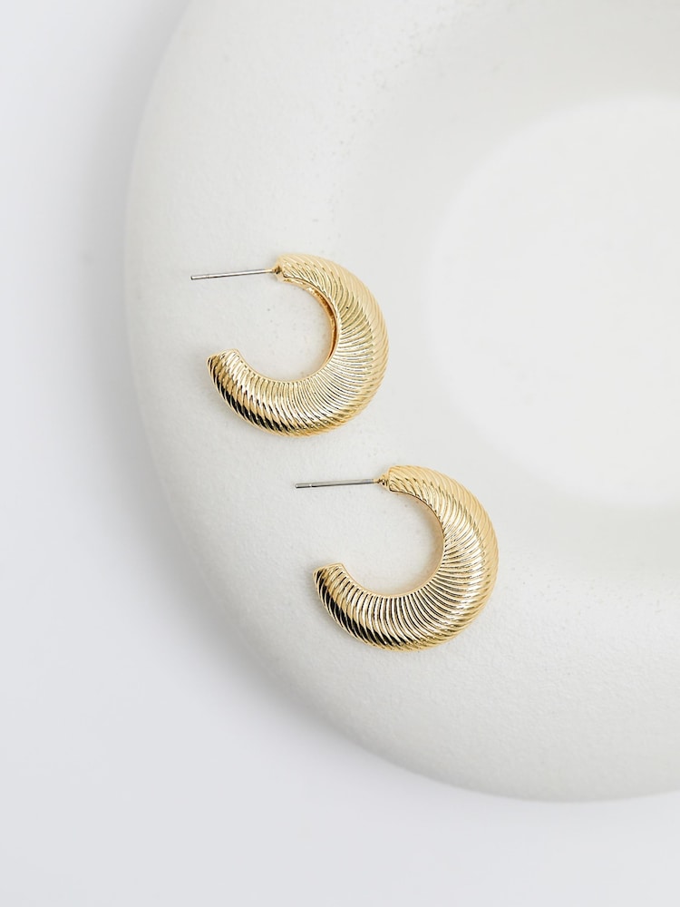Jon Richard Gold Tone Diamond Cut Hoop Earrings - Image 1 of 2