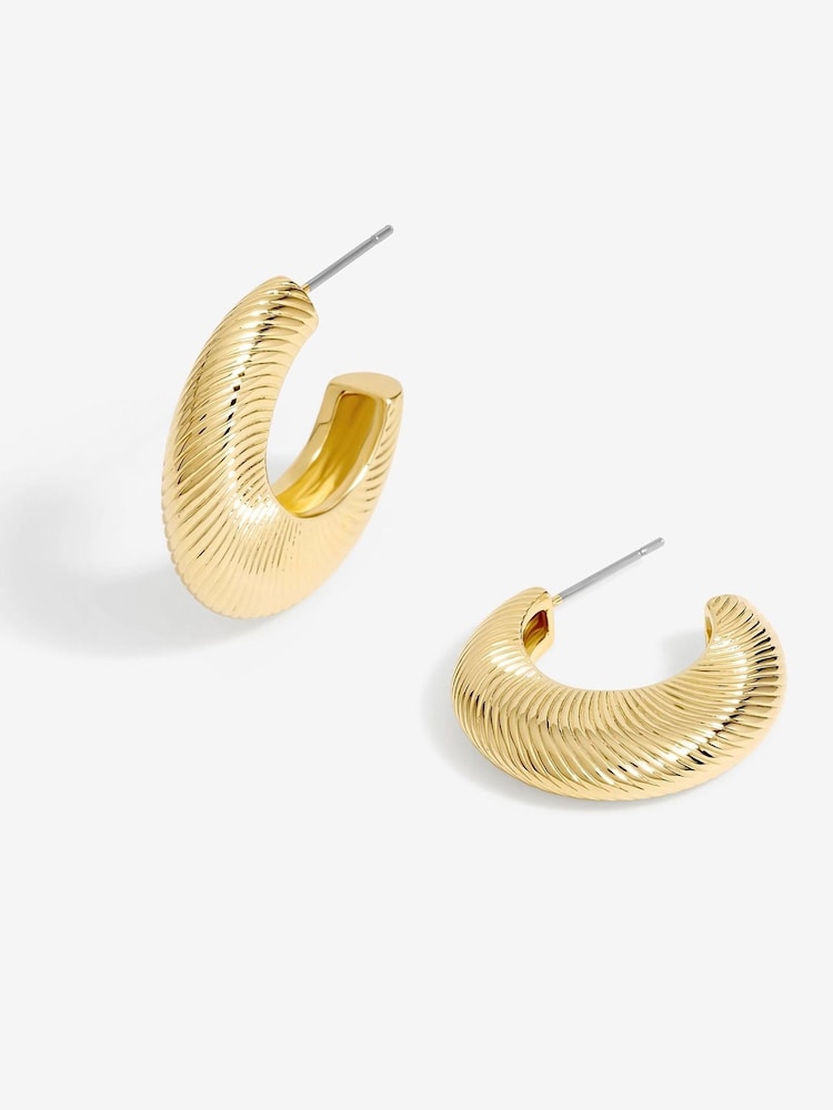 Jon Richard Gold Tone Diamond Cut Hoop Earrings - Image 2 of 2
