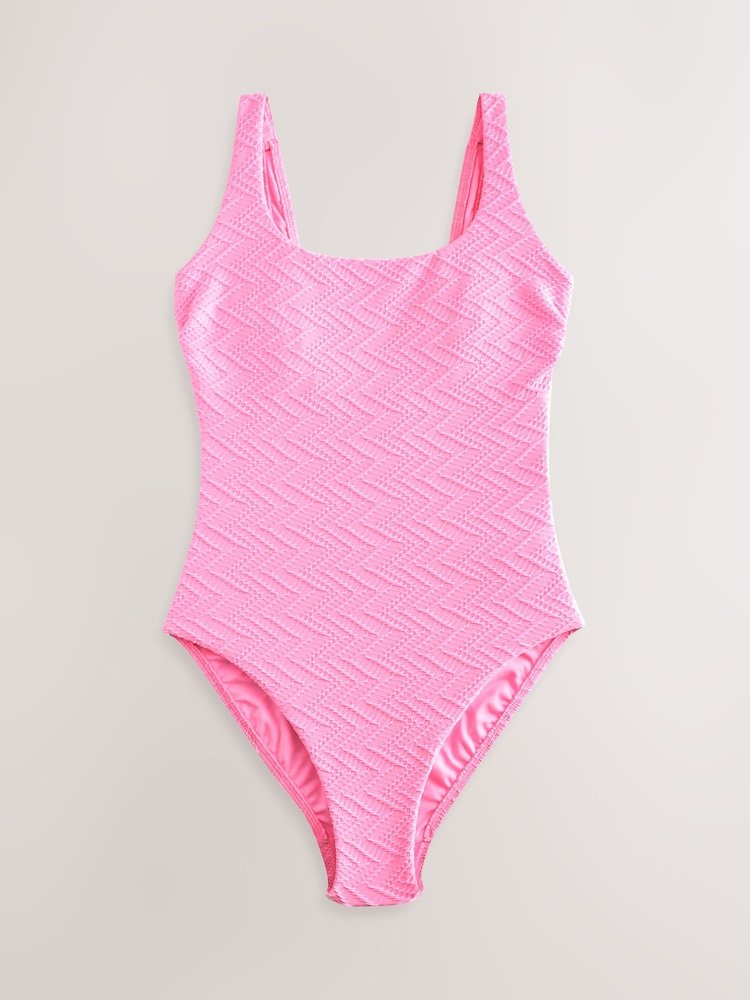 Pink Scoop Neck Tummy Control Swimsuit - Image 6 of 9