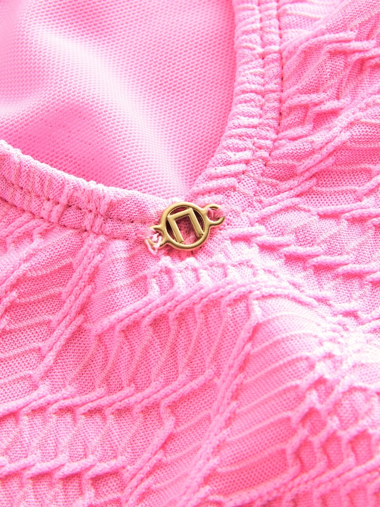 Pink Scoop Neck Tummy Control Swimsuit - Image 8 of 9