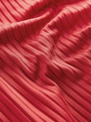 Red Rib Plunge Shaping Tummy Control Swimsuit - Image 4 of 6