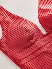 Red Rib Plunge Shaping Tummy Control Swimsuit - Image 6 of 6