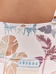 Estampado de paisaje en rosa - Plaited Belt Tummy Control Plunge Wrap Swimsuit - Imagen 4 de 9