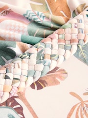 Estampado de paisaje en rosa - Plaited Belt Tummy Control Plunge Wrap Swimsuit - Imagen 8 de 9