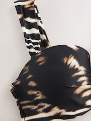 Noir/Animal - Haut de bikini bandeau filaire - Image 6 de 7