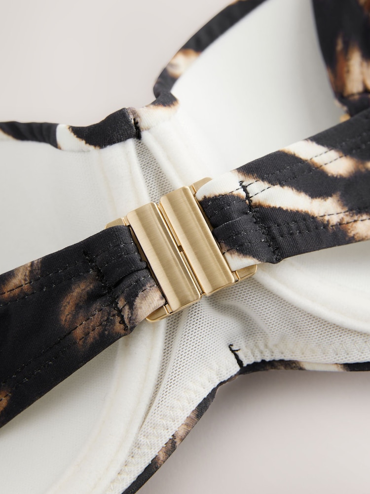 Noir/Animal - Haut de bikini bandeau filaire - Image 7 of 7
