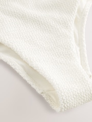 self. Ecru Crinkle High Leg Tummy Control Scoop Swimsuit - Image 3 of 4
