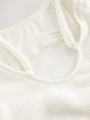 self. Ecru Crinkle High Leg Tummy Control Scoop Swimsuit - Image 4 of 4