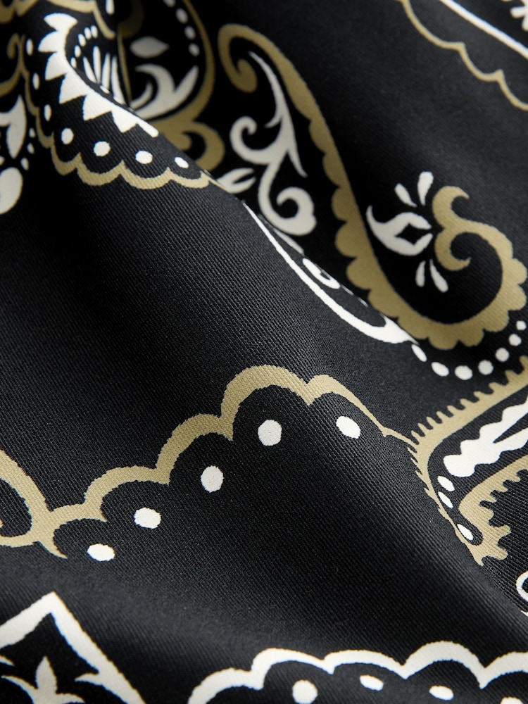 Black Paisley Bandana Print Long Sleeved Rash Swimsuit - Image 10 of 10