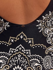 Black Paisley Bandana Print Long Sleeved Rash Swimsuit - Image 7 of 10