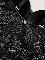 Negro con diseño metalizado de cachemira - Shaping Tummy Control Bandeau Swimsuit - Imagen 7 de 8