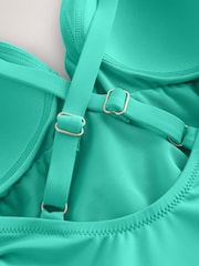 Aqua Blue Print Twist Front Tummy Control Swimsuit - Image 7 of 7