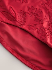 Red Embroidered Tummy Control Bandeau Swimsuit - Image 10 of 10