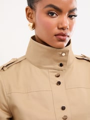 Lipsy Camel Bubble Hem Funnel Neck Jacket - Image 2 of 5