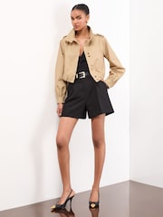 Lipsy Camel Bubble Hem Funnel Neck Jacket - Image 5 of 5