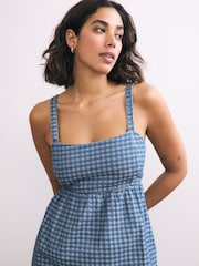 Denim Dark Blue 100% Cotton Strappy Denim Midi Dress - Image 3 of 6