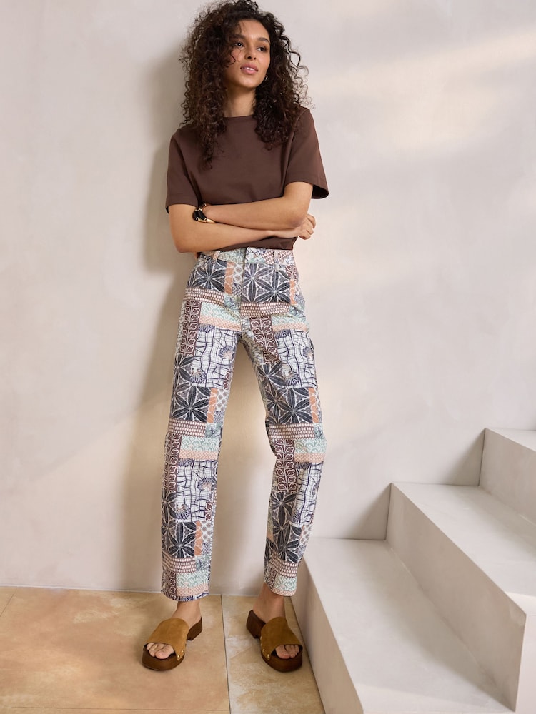 Блакитний печворк - прямий крій 100% Cotton Jeans - Image 1 of 8