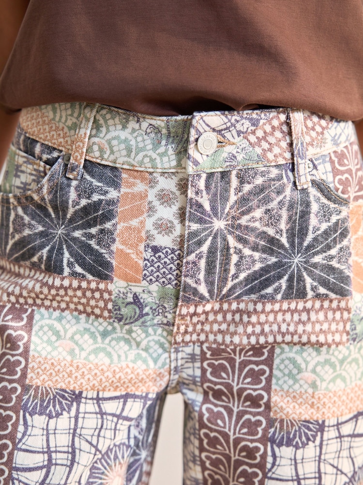 Bleu à effet patchwork - Jean droit 100% coton - Image 5 of 8