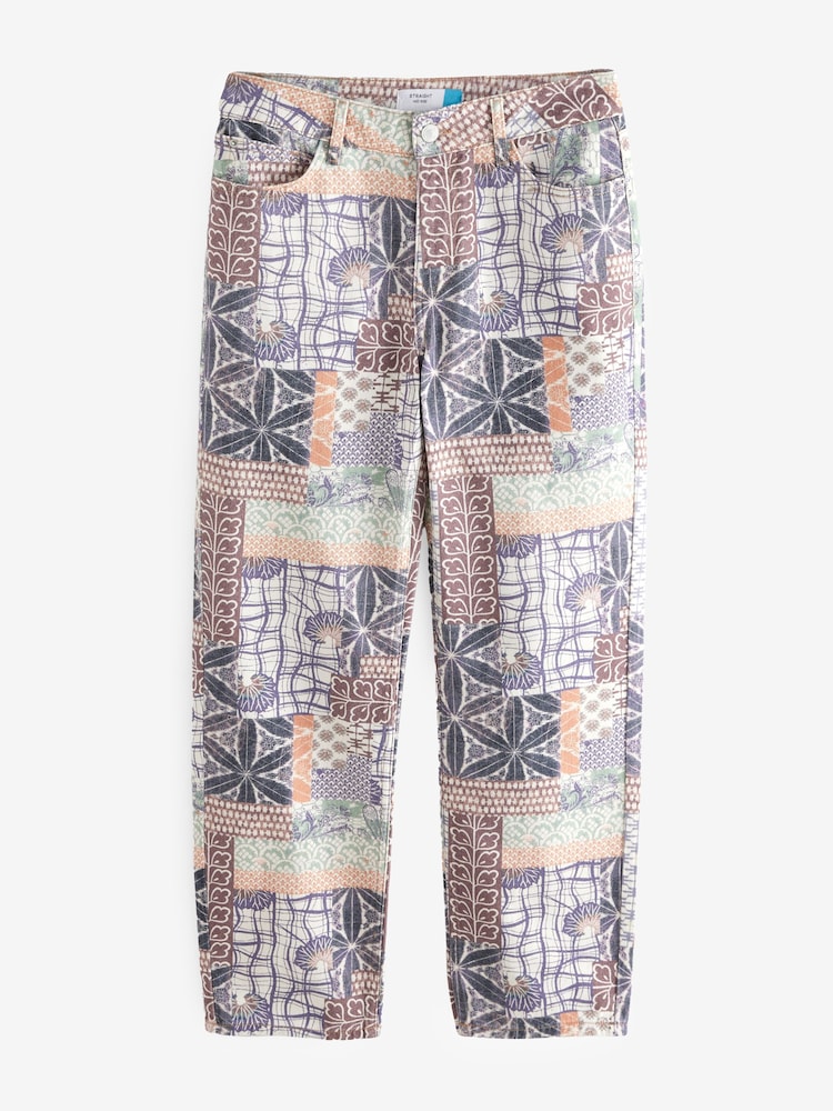 Bleu à effet patchwork - Jean droit 100% coton - Image 6 of 8