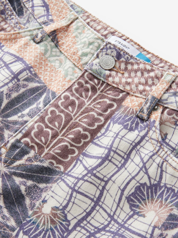 Bleu à effet patchwork - Jean droit 100% coton - Image 7 of 8