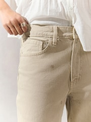 Ecru 100% Cotton Column Mom Jeans - Image 5 of 8