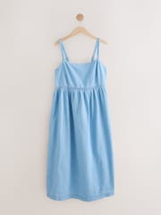 Mid Blue 100% Cotton Strappy Denim Midi Dress - Image 5 of 7