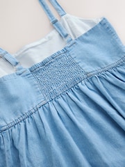 Mid Blue 100% Cotton Strappy Denim Midi Dress - Image 6 of 7