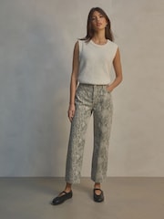Neutral Snake Print Straight Leg 100% Cotton Jeans - Image 1 of 8
