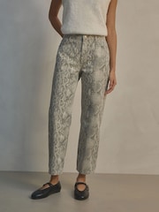 Neutral Snake Print Straight Leg 100% Cotton Jeans - Image 3 of 8