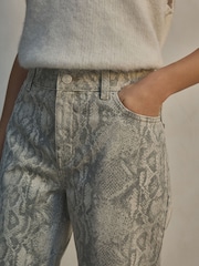 Neutral Snake Print Straight Leg 100% Cotton Jeans - Image 5 of 8