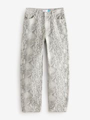 Neutral Snake Print Straight Leg 100% Cotton Jeans - Image 6 of 8