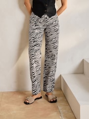 Zebra Print Straight Leg 100% Cotton Jeans - Image 3 of 7