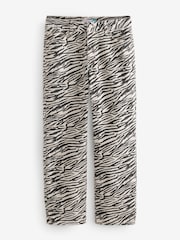 Zebra Print Straight Leg 100% Cotton Jeans - Image 5 of 7