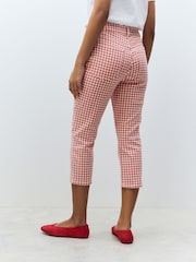 Red/White Gingham Authentic Denim Cropped Capri Jeans - Image 4 of 9