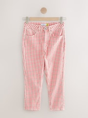 Red/White Gingham Authentic Denim Cropped Capri Jeans - Image 6 of 9
