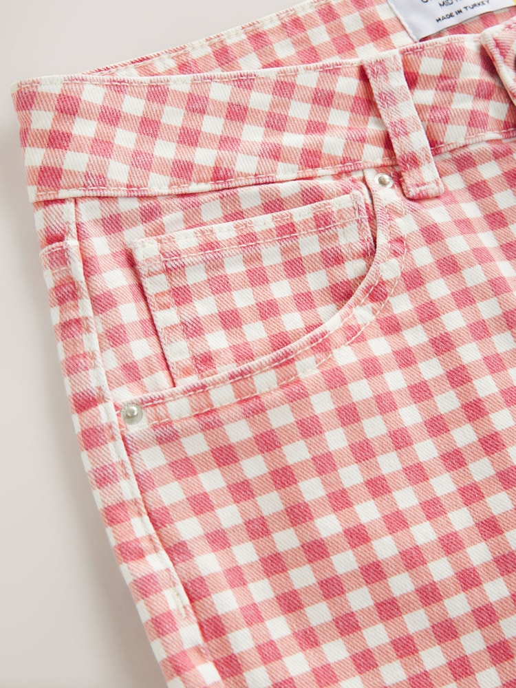 Red/White Gingham Authentic Denim Cropped Capri Jeans - Image 9 of 9