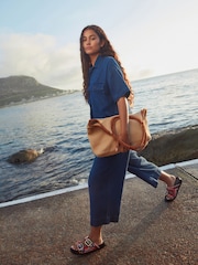 Dark Blue Dark Blue Lightweight Denim Wide Crops - Image 2 of 8