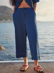 Dark Blue Dark Blue Lightweight Denim Wide Crops - Image 3 of 8