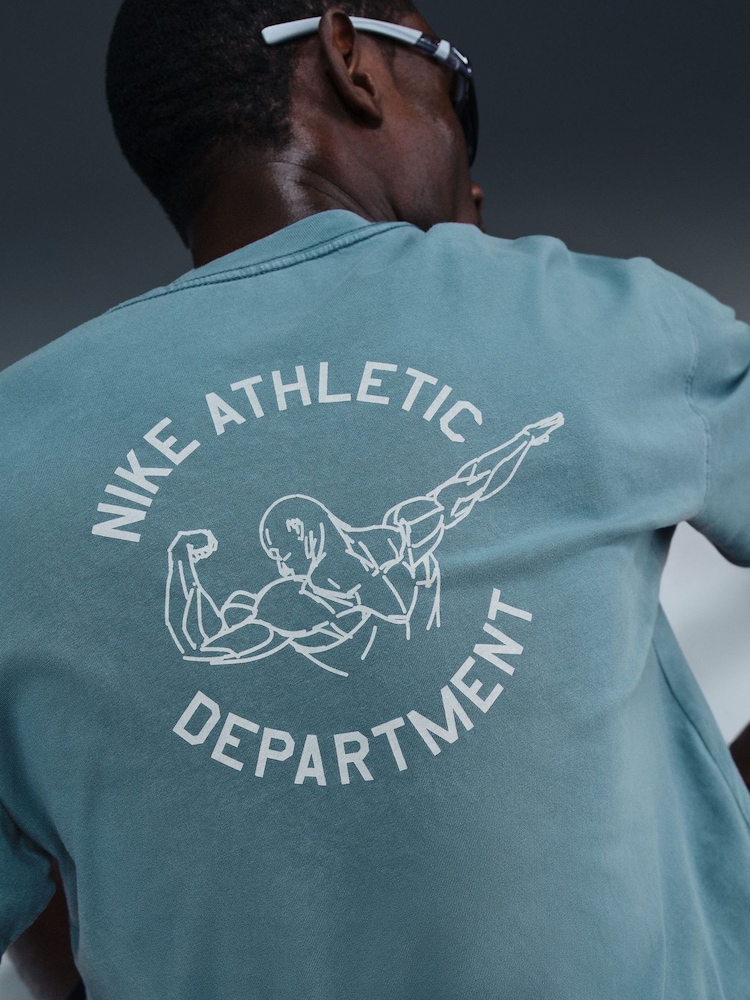 Nike Smokey Blue Graphic Back Print Training T-Shirt - Image 1 of 5 Nike Smokey Blue Graphic Back Print Training T-Shirt - Image 1 of 5
